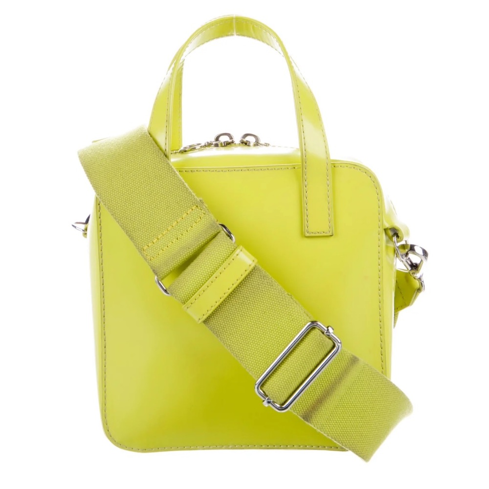 KARA Pinch Shoulder Bag Lemon Lime Yellow-Green Citrus Chartreuse Leather Neon